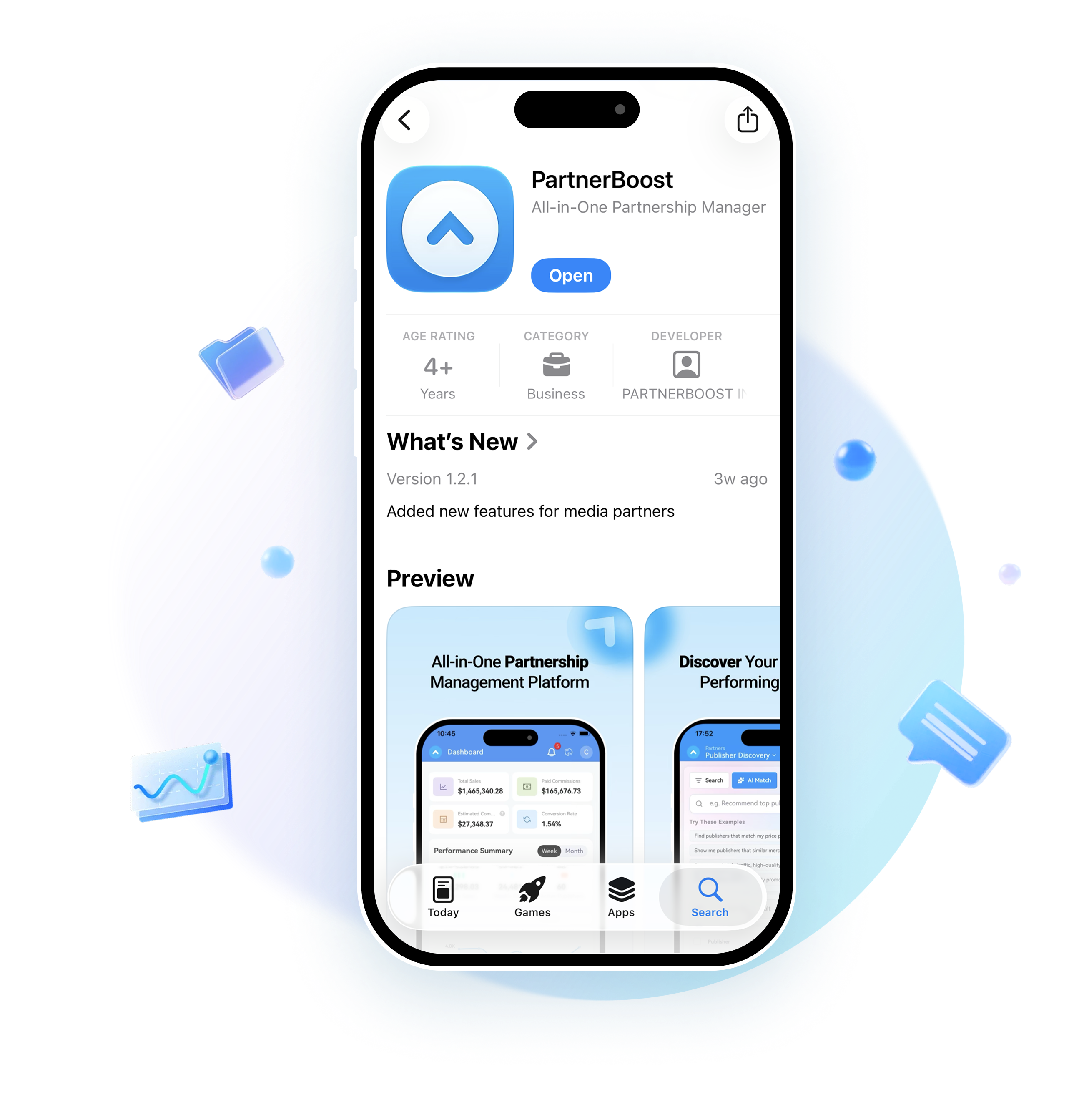 Die PartnerBoost-App auf einem Smartphone